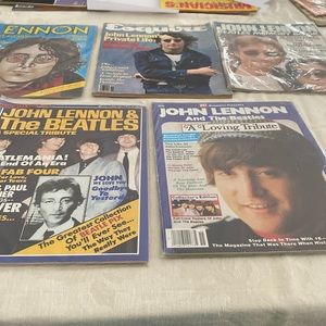 5 magazines about John Lennon 4 covered in plastic 1 esquire in great shape